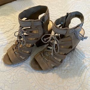 Vince camuto taupe caged heels